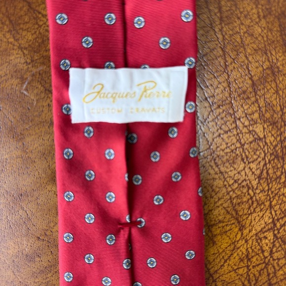 Vintage Jacques Perre Custom‎ Cravats Red Dotted Necktie Menswear 100% silk Tie - Picture 2 of 3